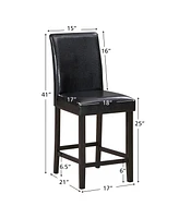 Gymax Set of Bar Stools 25inch Counter Height Barstool Pub Chair w/Rubber Wood Legs