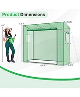 Sugift Outdoor Portable Walk-in Greenhouse with Pe Cover Heavy-Duty Metal Frame Roll-up Zipper Door