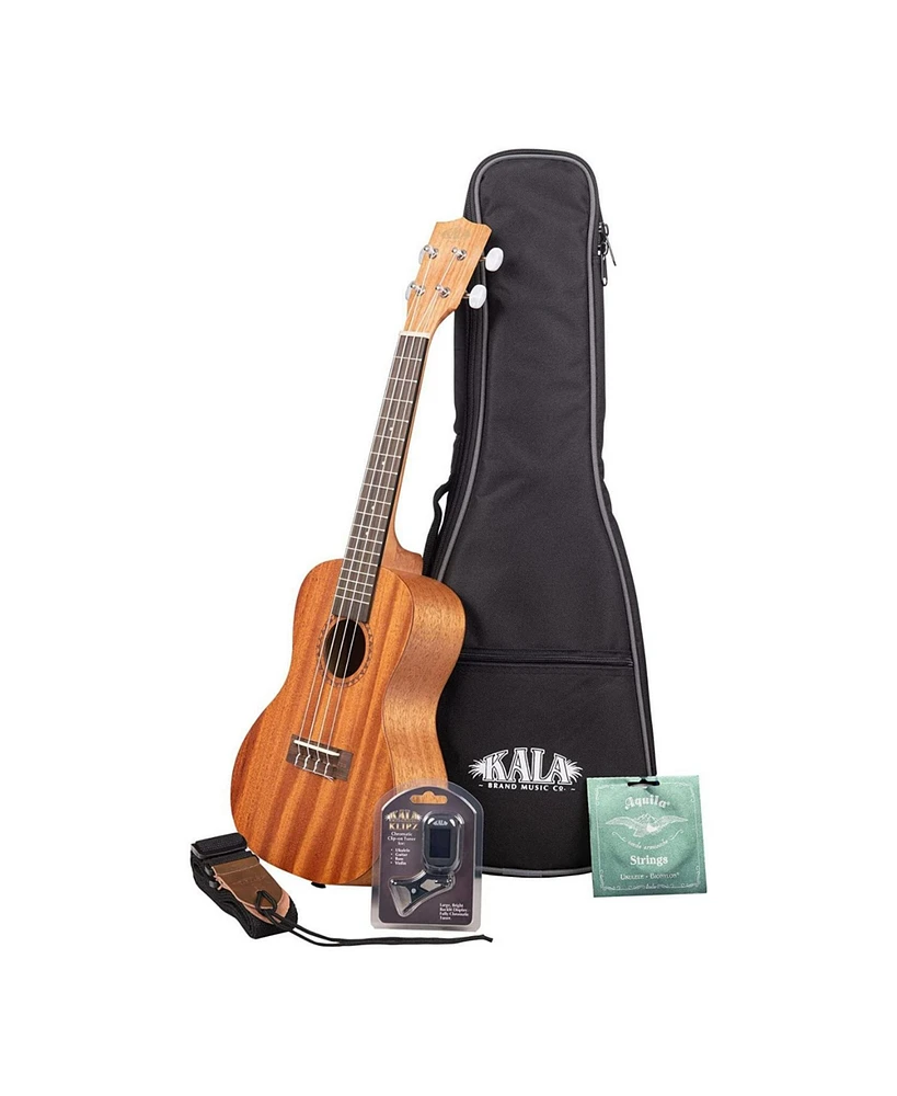 Kala Ka-15T Mahogany Tenor Ukulele Bundle with Gig Bag, Tuner, Strap and Strings