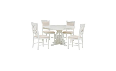 Slickblue 5-Piece Retro Functional Dining Set for Stylish and Versatile Dining Spaces