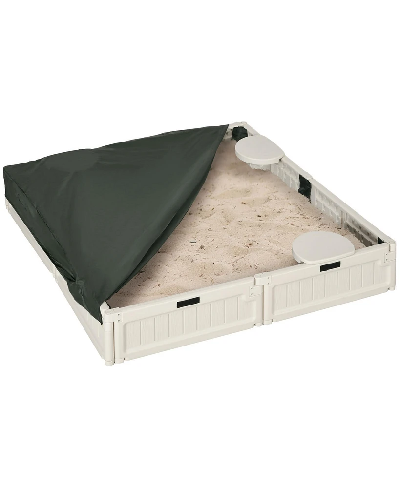 Outsunny Kids Outdoor Backyard box with Covering Liner, for 3-12 years old