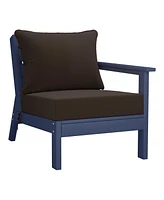 WestinTrends Outdoor Patio Hdpe Navy Blue Loveseat Sofa with Cushions