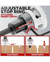 Xdovet Countersink Drill Bits Set Low Friction Depth Limiter with 1/4" Hex Shank Replaceable Hss M2 Countersink Pilot Drill Bits for Wood Plastic and