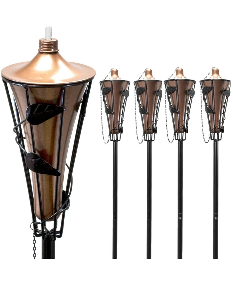 Sorbus 4 Pack 5ft Outdoor Metal Patio Torches - Includes Fiberglass Wick and Snuffer Cap