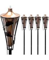 Sorbus 4 Pack 5ft Outdoor Metal Patio Torches - Includes Fiberglass Wick and Snuffer Cap
