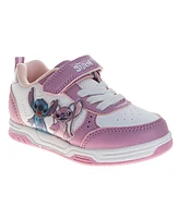 Disney Toddler and Little Girls Stitch Angel Hook Loop Skate Style Sneakers