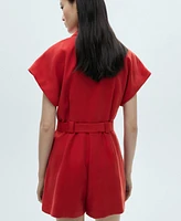 Mango Women's Belt Short Jumpsuit