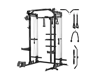 Er Kang Power Cage, 2000LB Squat Rack, Dual Pulley Cable Crossover System, Multi-function Free Weight Home Gym Workout Machine with Attachments