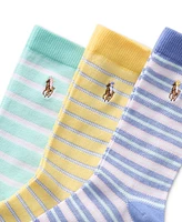 Polo Ralph Lauren Little & Big Boys Oxford Stripe Crew Socks, 3-Pack