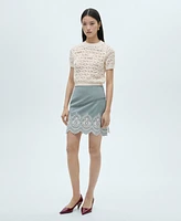 Mango Women's Short Openwork Knitted Sweater