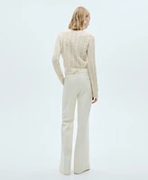 Mango Women's Openwork Details Braided Sweater