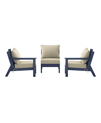 WestinTrends Outdoor Patio Hdpe Navy Blue Sectional Sofa with Cushions