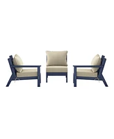 WestinTrends Outdoor Patio Hdpe Navy Blue Sectional Sofa with Cushions