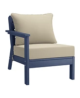 WestinTrends Outdoor Patio Hdpe Navy Blue Sectional Sofa with Cushions