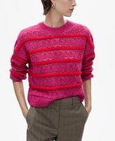 Mango Women's Two-Tone Openwork Sweater