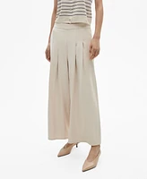 Mango Women's Wide Leg Pleated Pants