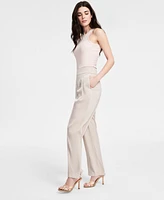 Bar Iii Women's High-Rise Wide-Leg Satin Pants, Exclusively at Macy's