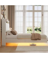 gaomon Queen Size Floating Bed Frame with Rgb Led Lights & Charging Station
