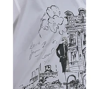 Karl Lagerfeld Paris Plus City Scene Poplin Short-Sleeve Shirt