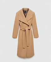 Mango Women's Belted Manteco Wool Coat