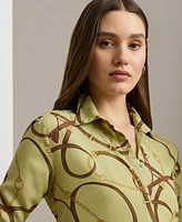 Lauren Ralph Women's Classic-Fit Belting-Print Crepe Shirt