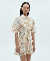 Mango Women's Floral Print Knot Dress