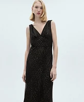 Mango Women's Leopard V-Neck Dress