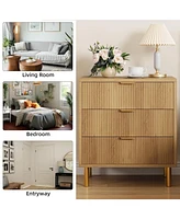 gaomon 3 Drawer Dresser for Bedroom, 30” Tall Dresser Organizer with Metal Legs, Modern Wood Chest of Drawers for Bedroom, Hallway, Home Office