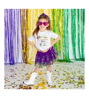 Little and Big Girls Mardi Gras Doodle Short Sleeve T-Shirt