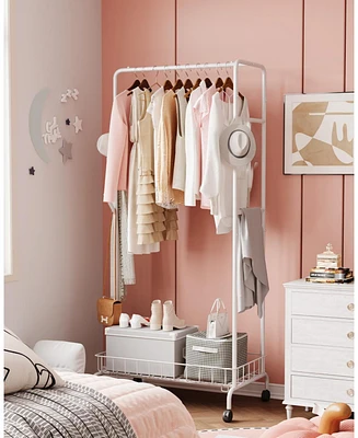 gaomon Garment Rack, Clothes Rack Standard Rod, Simple Rolling Metal Garment Rack
