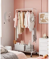 gaomon Garment Rack, Clothes Rack Standard Rod, Simple Rolling Metal Garment Rack