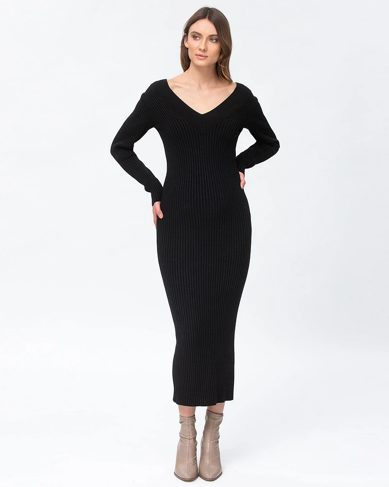 Pietro Brunelli Maternity Maternity Long Sleeve Rib Knit Body-Con Dress Cara