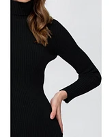 Pietro Brunelli Maternity Long Sleeve Body-Con Celeste Dress with Turtleneck