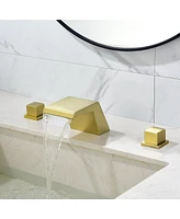 Bathroom Sink Faucet 2 Handle 3 Hole Facuet Waterfall Spout with cUPC Lead-Free Hose