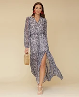 Avec Les Filles Women's Printed Chiffon Maxi Dress