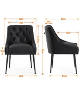 Dyhome Modern Dining Chairs Set of 2, Mid Century Kitchen with 5.12” Cushions and Metal Legs, Upholstered Back