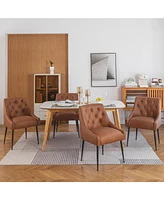 Dyhome Modern Dining Chairs Set of 4, Mid Century Kitchen with 5.12” Cushions and Metal Legs, Upholstered Back