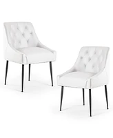 Dyhome Modern Dining Chairs Set of 4, Mid Century Kitchen with 5.12” Cushions and Metal Legs, Upholstered Back