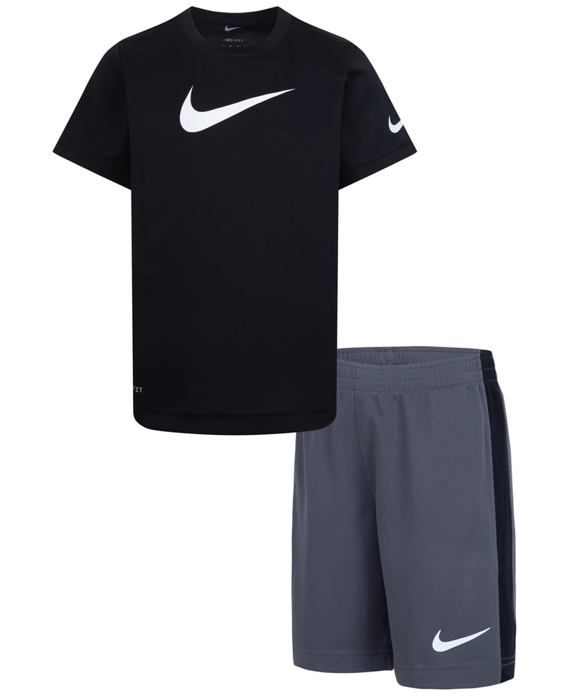 Nike Little Boys Dri-fit Swoosh T-Shirt & Shorts, 2 Piece Set