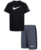 Nike Little Boys Dri-fit Swoosh T-Shirt & Shorts, 2 Piece Set