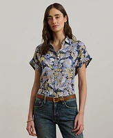 Lauren Ralph Women's Relaxed-Fit Floral Short-Sleeve Shirt