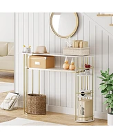 gaomon Console Table Gold Sofa Tables Narrow Entryway Table with Storage and Shelves, 43.5” Behind Couch Table Hallway Table Modern Furniture f