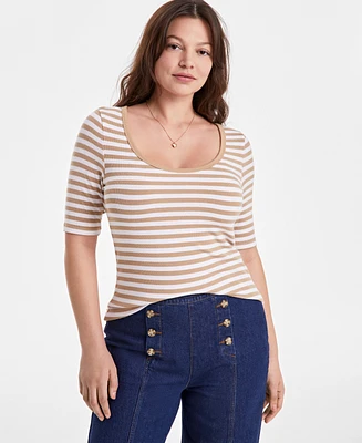 On 34th Women's Scoop-Neck Elbow-Sleeve Top, Exclusively at Macy's