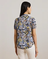 Lauren Ralph Women's Floral Georgette Puff-Sleeve Shirt