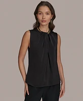 Donna Karan New York Women's Chain Detail Twist-Front Sleeveless Top