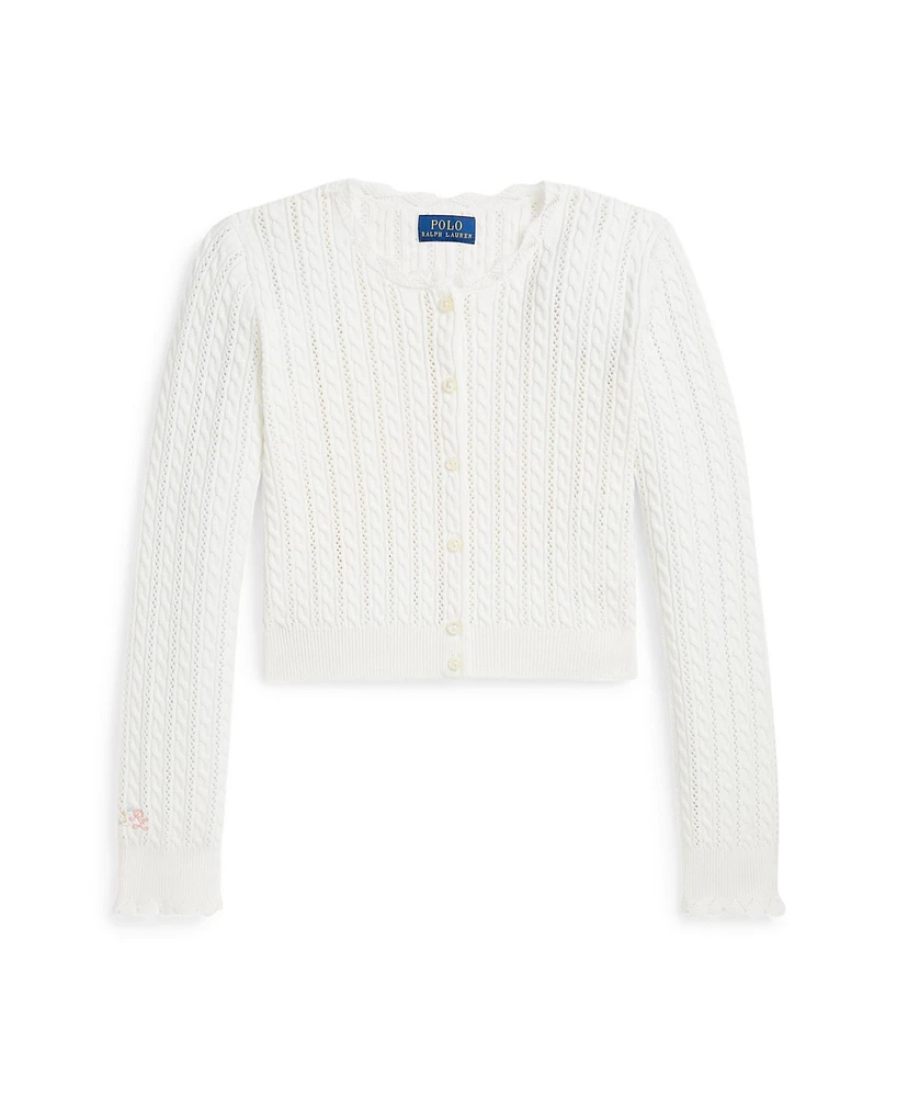 Polo Ralph Lauren Big Girls Pointelle-Knit Cotton Cardigan