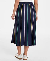 On 34th Women's Striped Pull-On Midi Sweater Skirt, Exclusively at Macy's