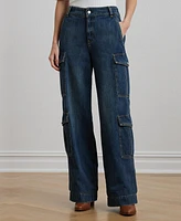 Lauren Ralph Women's High-Rise Wide-Leg Cargo Jeans