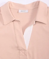 On 34th Women's Elbow-Sleeve Ribbed Polo Top, Exclusively at Macy's