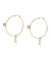 Steve Madden Punk Romance Cultivated Pearl Gem Hoop Earrings